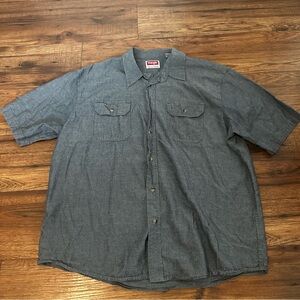 Wrangler Men’s Gray Cotton Button Down Short Sleeve Shirt Casual Size XL EUC